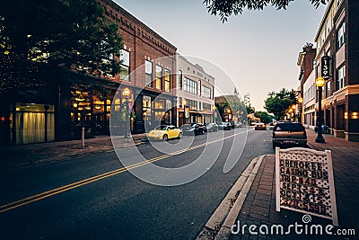 Buildings on Main Street, in downtown Rock Hill, South Carolina. Editorial Stock Photo