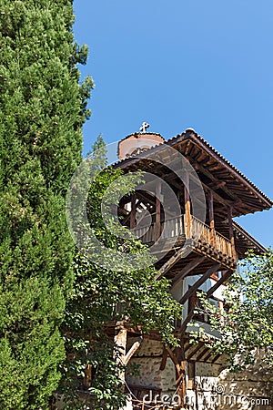 Buildings in medieval Rozhen Monastery of the Nativity of the Mother of God, Bulgaria Stock Photo
