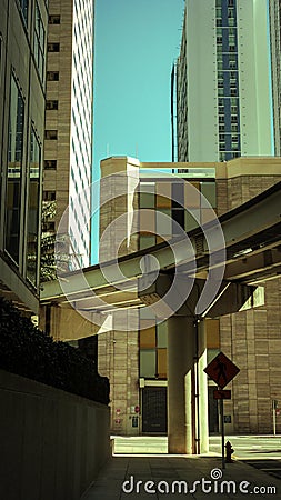 Buildings and Metromover Rail Stock Photo