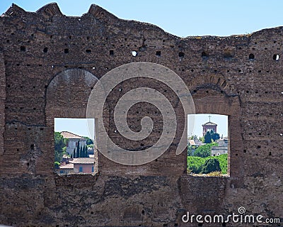 Old Windows New Rome Stock Photo