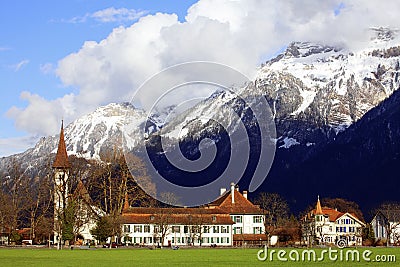 Buildings and Mountainï¼interlaken Stock Photo