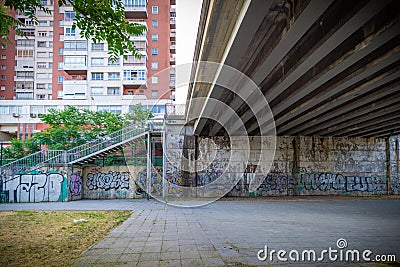 Curious buildings in anonymous city Stock Photo