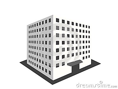 Buildings in perspective on a white background. The outline of the houses, the city in 3D. Vector Illustration