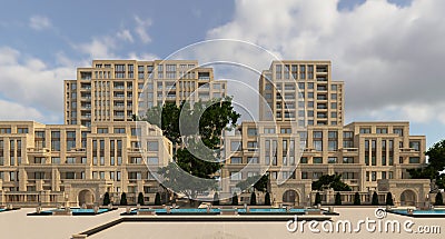 Buildings Photorealistic Render Stock Photo