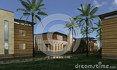 Buildings Photorealistic Render Stock Photo