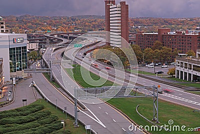 Buildings and roadways in Albany, NY Editorial Stock Photo