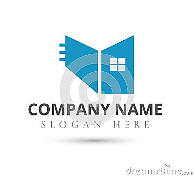 Buildings roof of house Home logo real estate construction residential symbol vector icon. Stock Photo