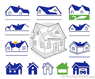 Buildings signs logo set Vector Illustration