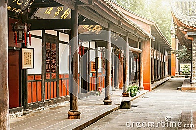 Buildings on the territory of Wenshu monastery. Editorial Stock Photo