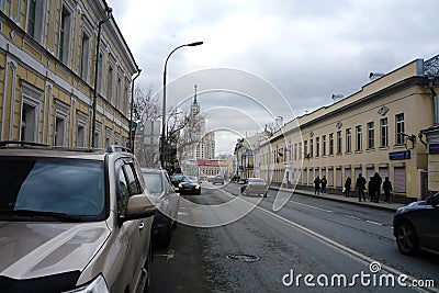 Buildings on Verkhnyaya radishchevskaya street in Moscow Editorial Stock Photo