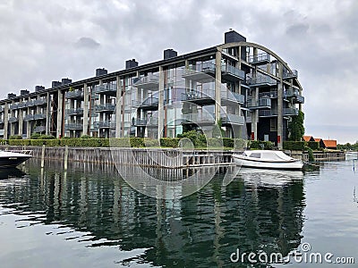 Buildings on the waterfront on the canal at Copenhagen Editorial Stock Photo