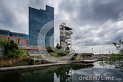 Buildings on the waterfront in Harbor East, Baltimore, Maryland. Stock Photo