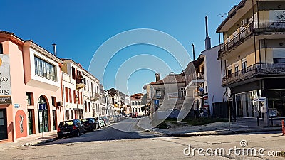 Buildings windows narrow roads in Ioannina city greece Editorial Stock Photo