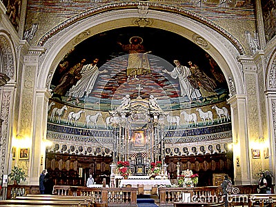 The Basilica of Saints Cosmas and Damian is the oldest church in the Roman Forum Editorial Stock Photo