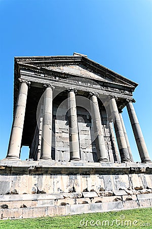 Colonnade of an antique temple in Garni, Armenia. Stock Photo
