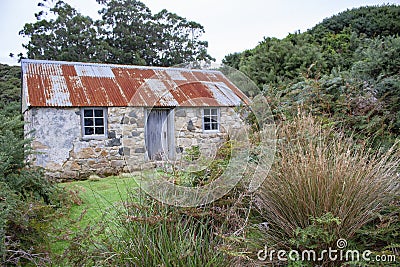 Acker`s Cottage, the oldest house in Stewart Island or Rakiura, New Zealand. Stock Photo