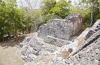 The massive Mayan pyramid of Kinichna in Quintana Roo, Mexico Stock Photo