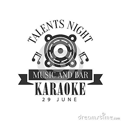 Built In Speaker Karaoke Premium Quality Bar Club Monochrome Promotion Retro Sign Vector Design Template Vector Illustration