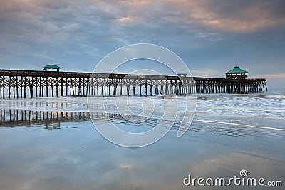 Folly Beach SC Pier Charleston South Carolina Stock Photo