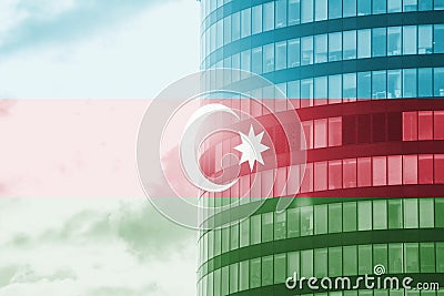 Buisness tower concept with blending Azerbaijan flag Stock Photo