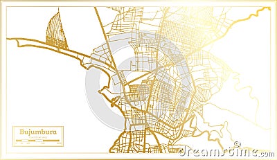 Bujumbura Burundi City Map In Retro Style In Golden Color Outline Map Bujumbura Burundi City Map In Retro Style In Golden Color Outline Map