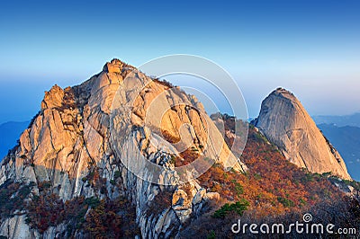 Bukhansan mountains in autumn,in Korea. Stock Photo