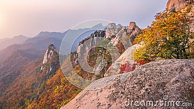 Bukhansan mountains in autumn,Seoul in South Korea Stock Photo