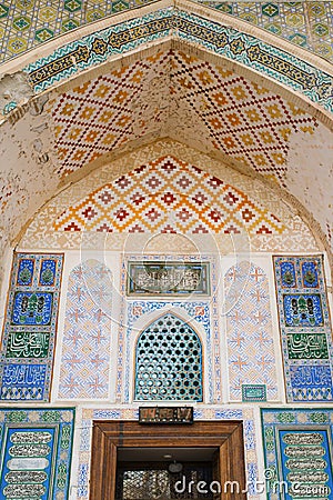 Bukhara, Uzbekistan. December 2021. Arch of the main entrance to the Bolo House Mosque Editorial Stock Photo