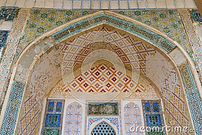 Bukhara, Uzbekistan. December 2021. Arch of the main entrance to the Bolo House Mosque Editorial Stock Photo