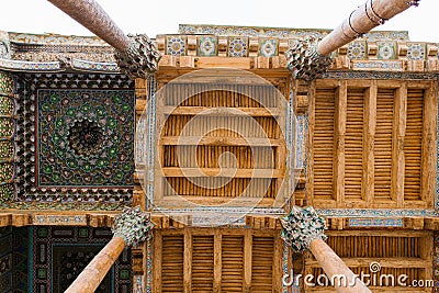 Bukhara, Uzbekistan. December 2021. Painted ceiling of the Bolo House Mosque Editorial Stock Photo