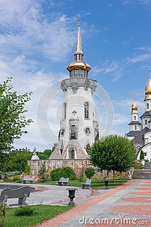 Buki or Buky, Kyiv Region, UKRAINE - June 30, 2019: Facade of a Modern Christian Church in the Buki Autumn Park Editorial Stock Photo