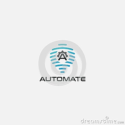 Bulb automate logo engineering letter A Vector Illustration