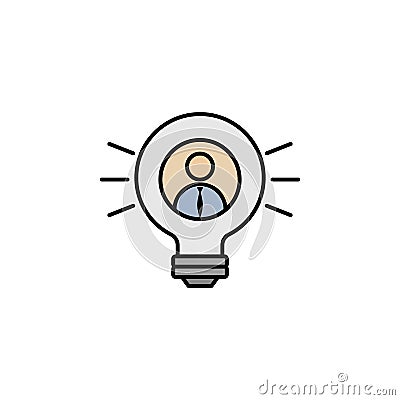 Bulb, businessman, idea colored icon. Can be used for web, logo, mobile app, UI, UX Vector Illustration