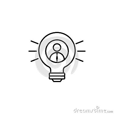 Bulb, businessman, idea icon on white background. Can be used for web, logo, mobile app, UI, UX Vector Illustration