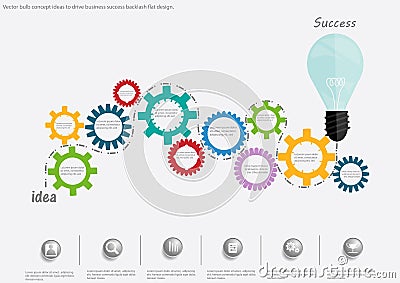 Vector bulb concept ideas to drive business success backlash flat design. Vector Illustration