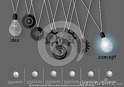 Vector bulb concept ideas to drive business success backlash flat design. Vector Illustration
