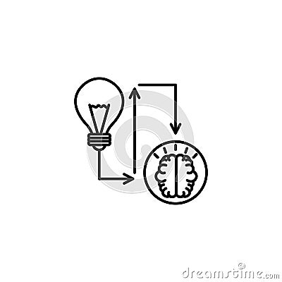 Bulb creativity brain process idea icon line style Vector Illustration