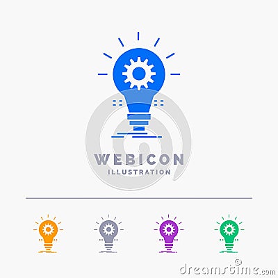 Bulb, develop, idea, innovation, light 5 Color Glyph Web Icon Template isolated on white. Vector illustration Vector Illustration