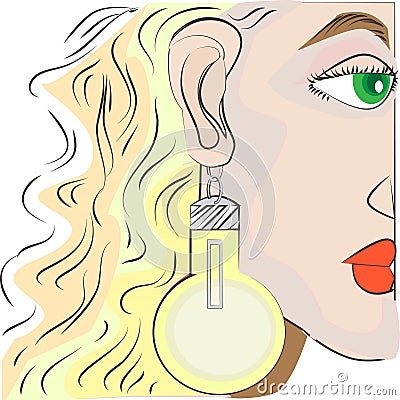 Unique and Beautiful Ladies bulb earing Cartoon Illustration