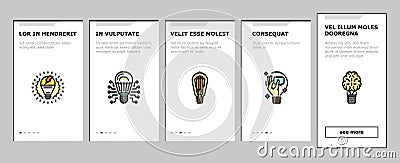 Bulb Electrical Energy Accessory Onboarding Icons Set Vector Vector Illustration