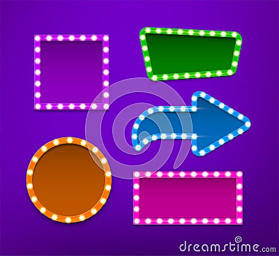 Bulb frames of different shapes vector collection Vector Illustration