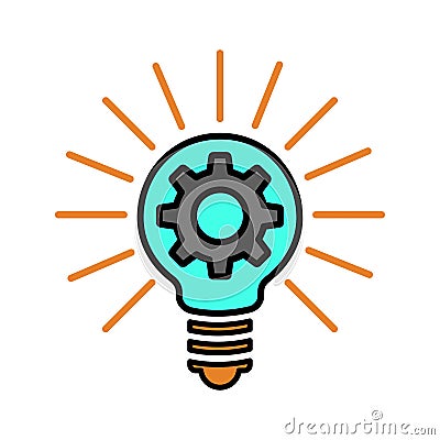 Bulb, gear, optimization icon Cartoon Illustration