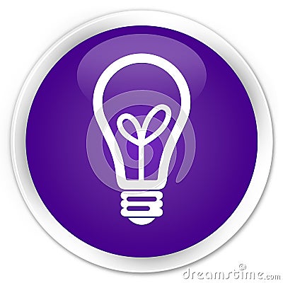 Bulb icon premium purple round button Cartoon Illustration