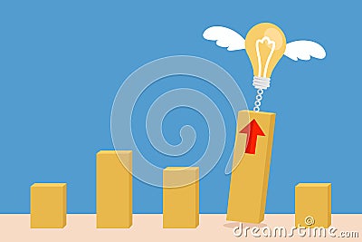 Bulb idea with growing graph Vector Illustration