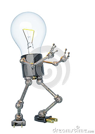 Bulb light character in a white bacground Cartoon Illustration