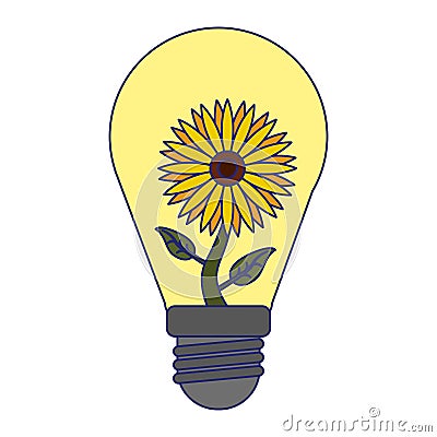 Bulb light sunflower symbol Vector Illustration