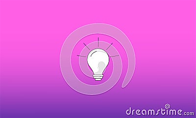 Bulb on a pink and purple gradient background. Concept of innovation and enterprising women. Vector illustration Stock Photo