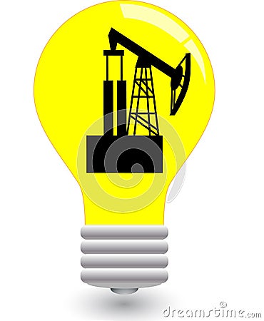 Bulb with pump jack Vector Illustration