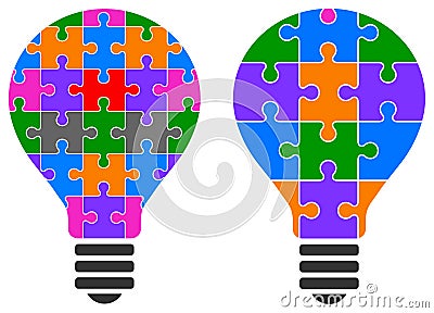 Bulb puzzle logo Vector Illustration