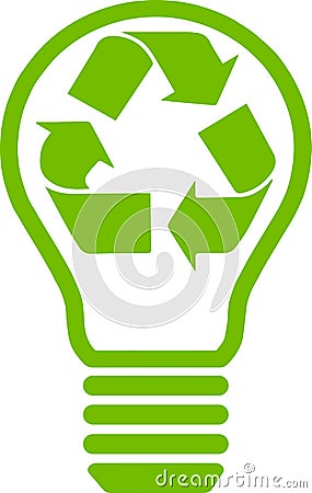 Green recycle symbol inside a bulb Stock Photo